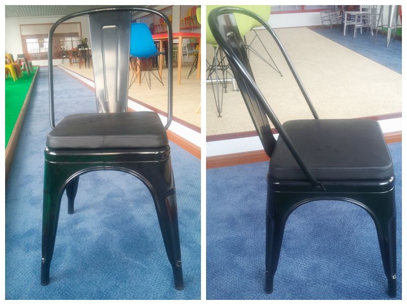 metal side chair with wooden seat