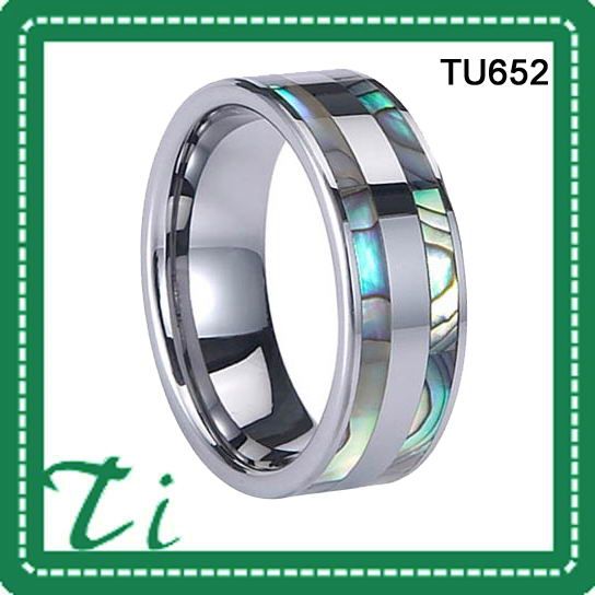 Abalone Shell Inlay Tungsten Carbide Ring With Polished