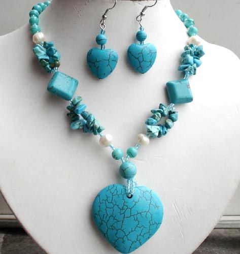 Turquoise stone necklace sets