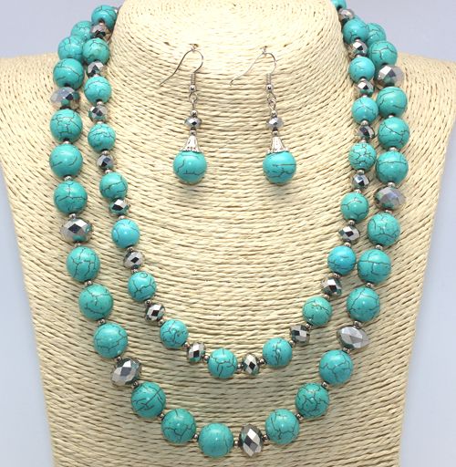 Turquoise stone necklace sets