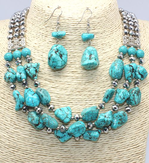 Turquoise stone necklace sets