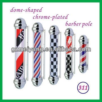 chromed plated rotating lighting  barber pole with dome cap