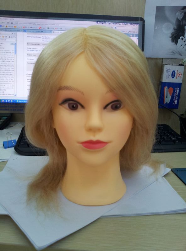 Training Head with 100% Human Hair / Hairdressing Practice Head