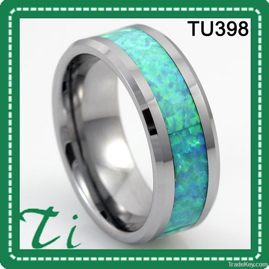 green opal tungsten ring