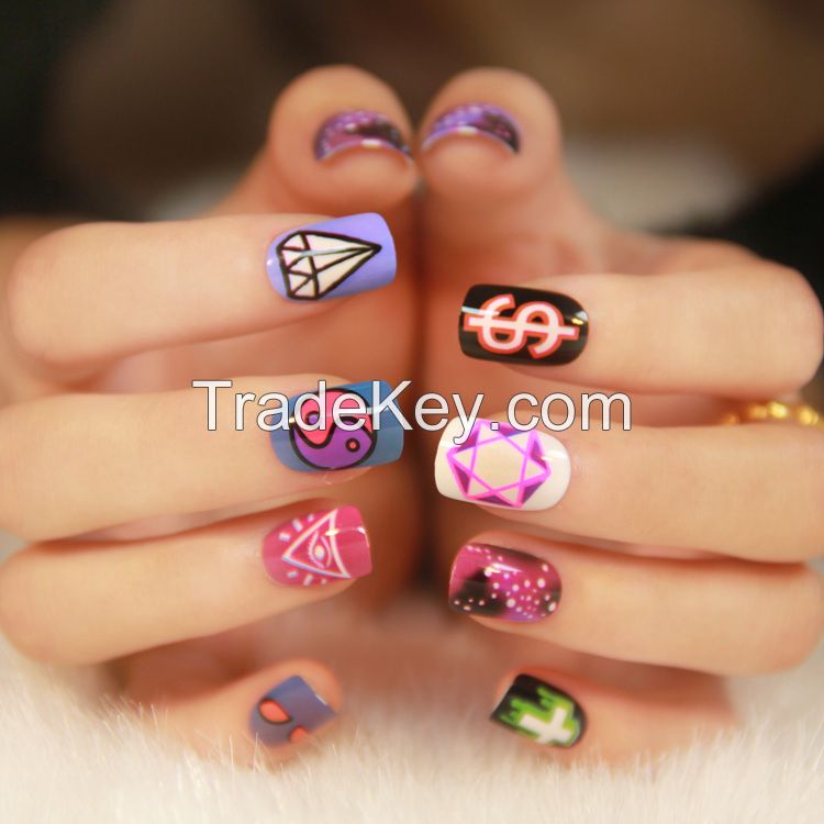 Stylish Mustache Design 3d Nail Wraps Decoration Rhinestones Nail Sticker Artificial Nail Art Products