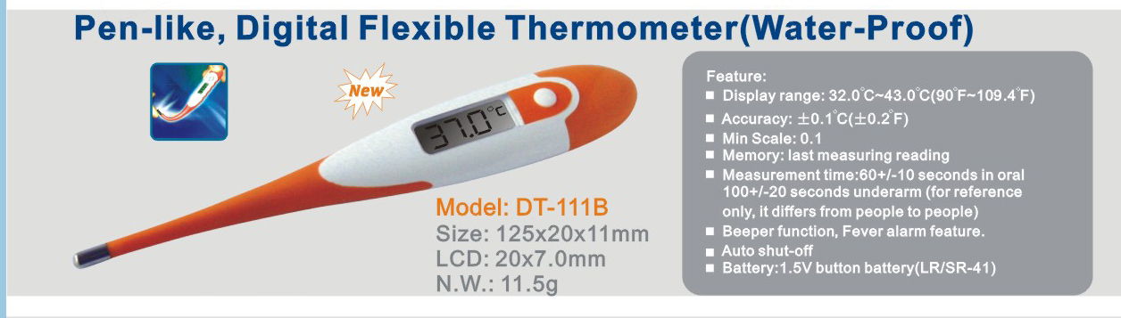 digital flexible and water-proof thermometer