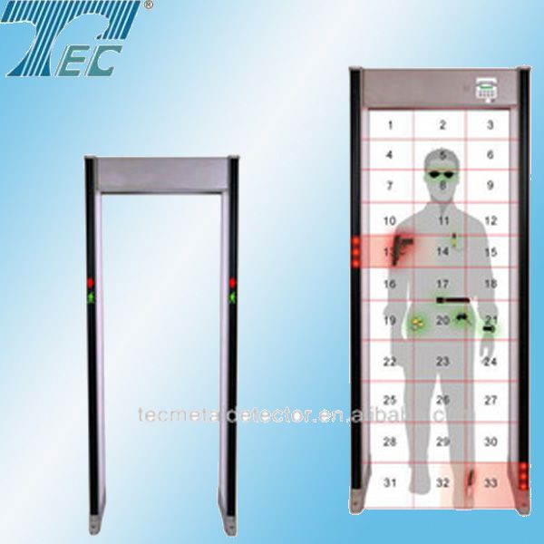 33 detection zones walk through metal detector with lcd display 
