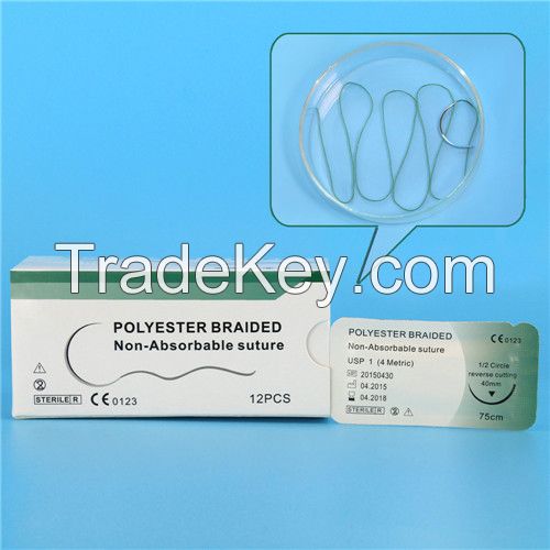 Polyester braided suture