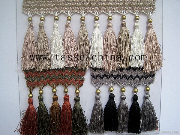 Polyester Tassel Fringe Trimming With Beads
