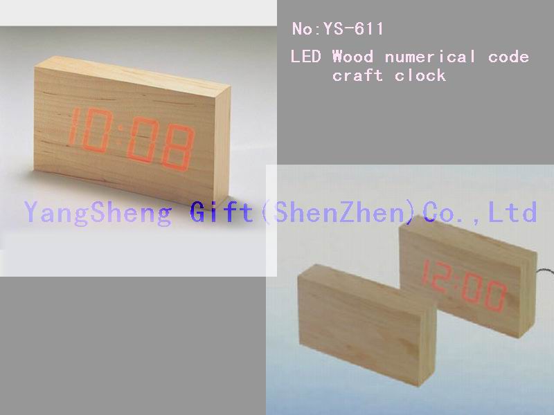 LED Wood numerical code craft clock