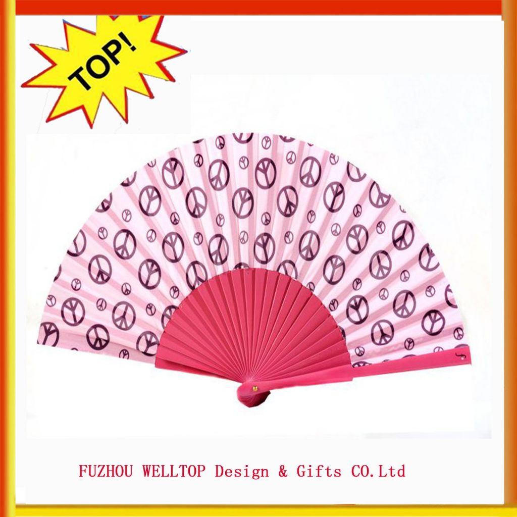 welltop cheap folding bamboo hand paper fan 