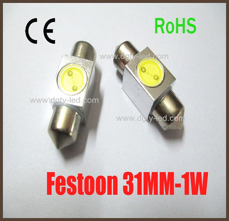 New White Car LED Festoon Interior Light Bulbs 31mm 1W