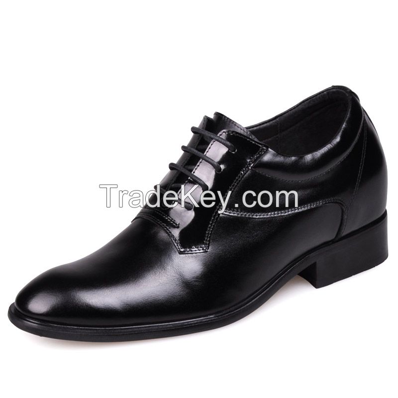 Leather Men Low Heel Comfort Oxfords Elevator Shoes(8124)