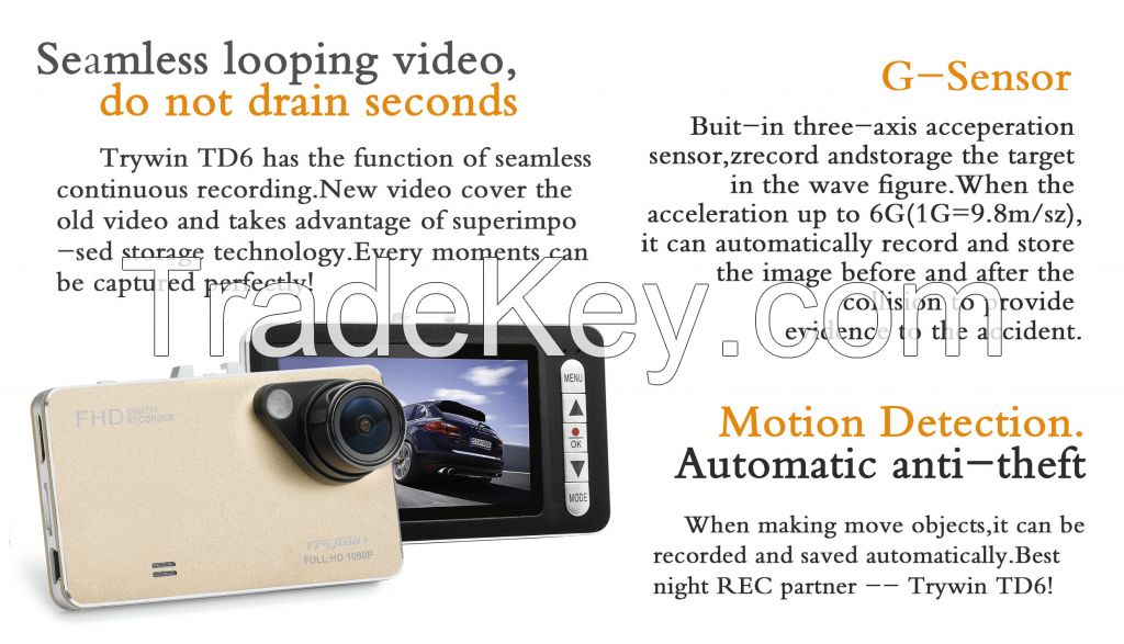 Car Vehicle DVR Data Recording  Car Video Recorder 1080P TD6