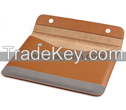 2015 Macbook Air 12 inch Leather Sleeve (Brown) for Apple Macbook Air 12 by REYON