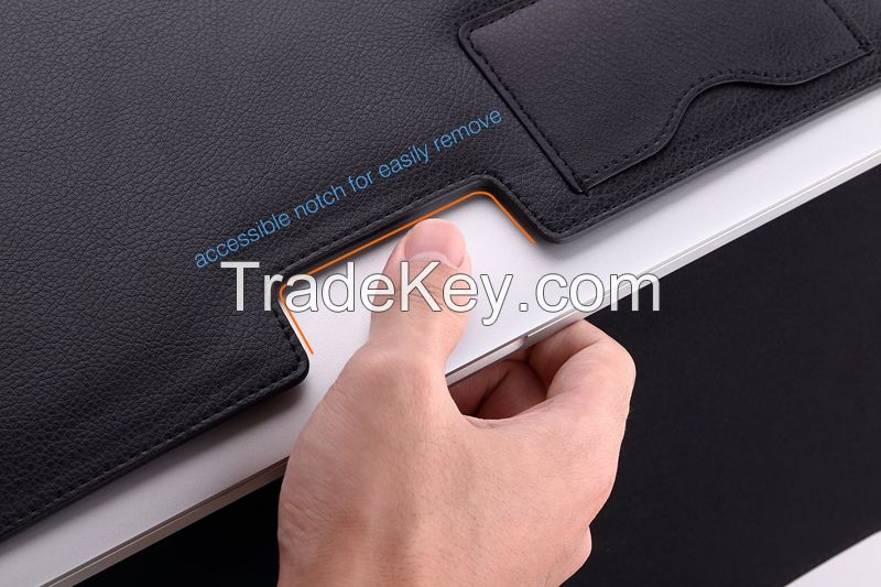 Reyon 2015 new Macbook Air 12 inch Case - Leather Sleeve (Black) for Apple Macbook Air 12