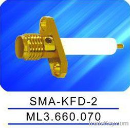 SMA female connector with flange, thread coupling, microstrip, SMA-KFD-2