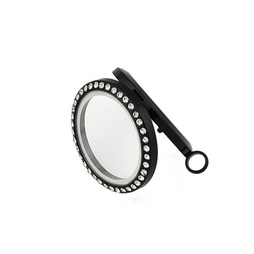 2013 hot sale round black stainless steel locket floating charm locket