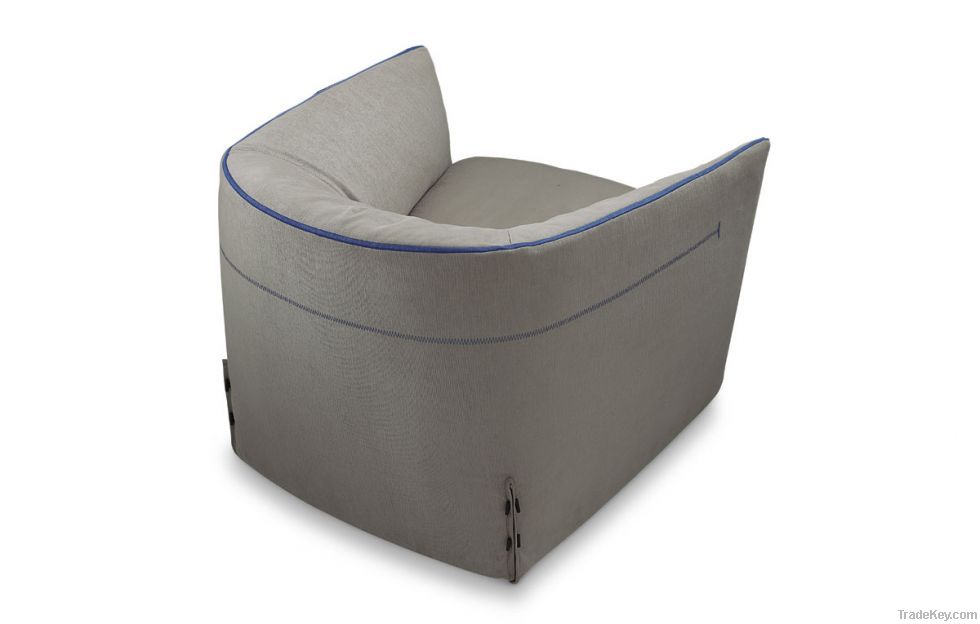 Folded inflatable armchair