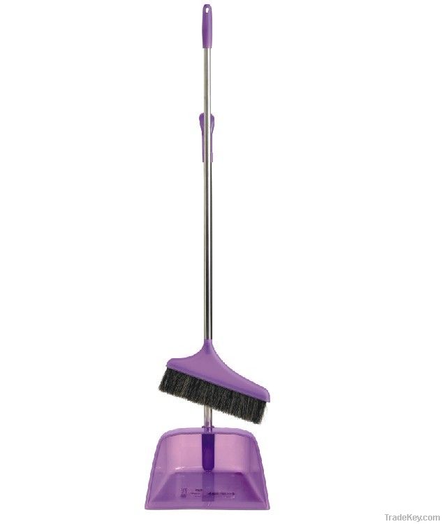 Plastic dustpan with broom