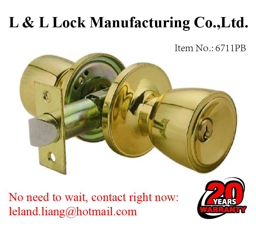 Tubular knob lock with 3 brass Yale keys lock system