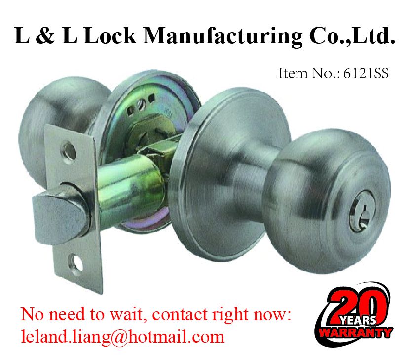 Tubular knob lock with 3 brass Yale keys lock system