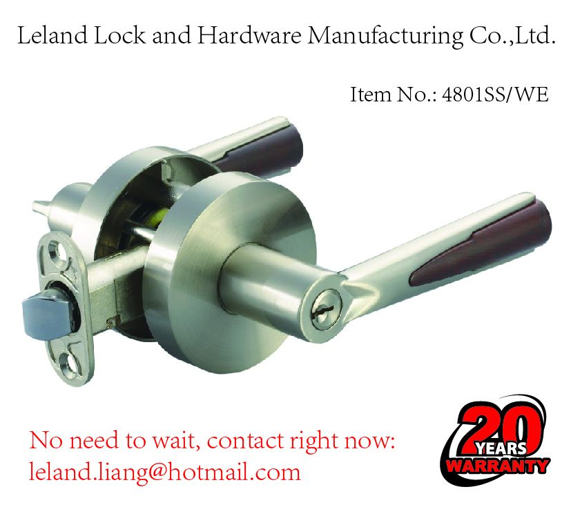 Tubular lever lock with 3 brass Kwikset keys lock stock, lock pick