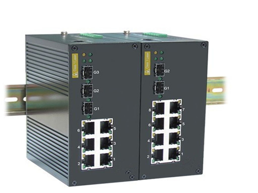 DIN Rail Mount Industrial Switch with 6/8 Tx Port+ 3/2 SFP ports