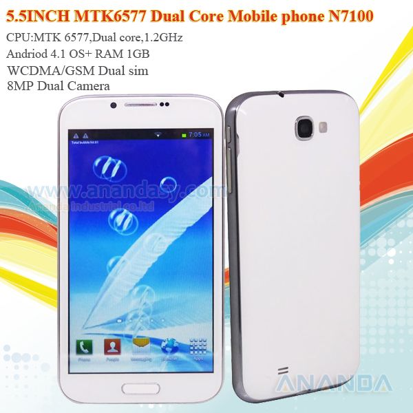 note 2 1:1 copy MTK6577 dual-core 5.5inch HD IPS Screen android phone