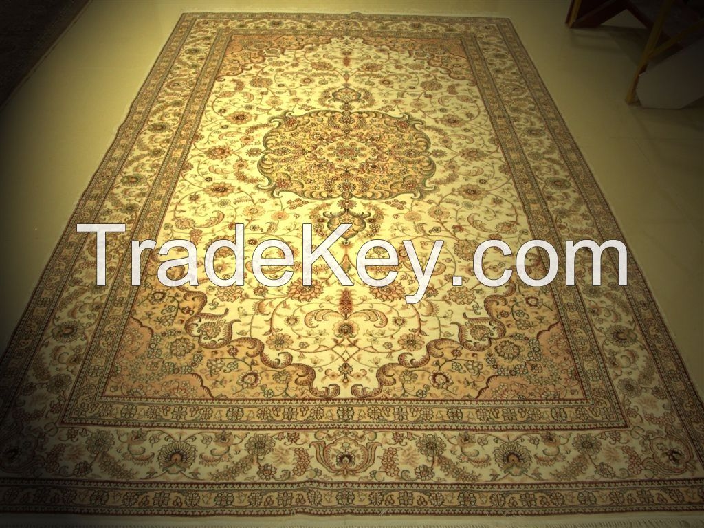 handmade silk persian untique carpet