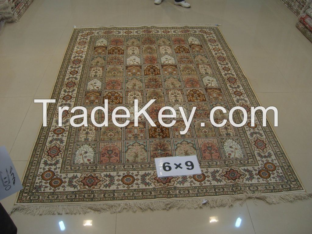 handmade silk persian untique carpet