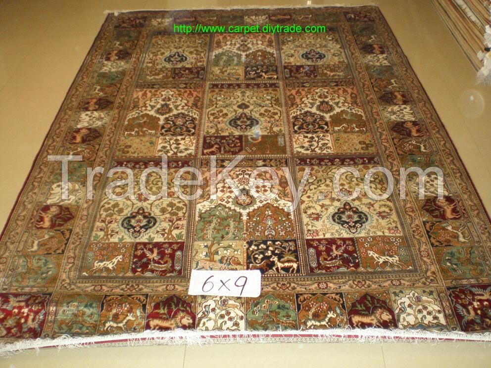 handmade silk persian untique carpet