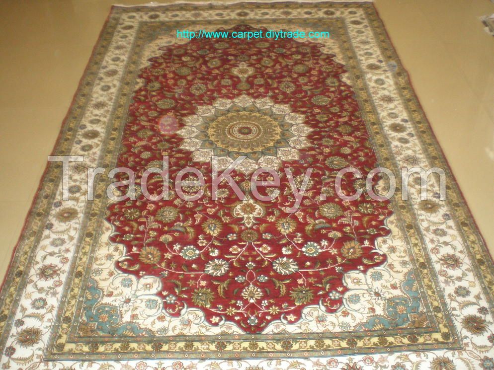 handmade silk persian untique carpet