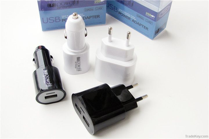 3-in-1 USB Power Adapter/USB Data Cable Charger/Car and Travel Charger