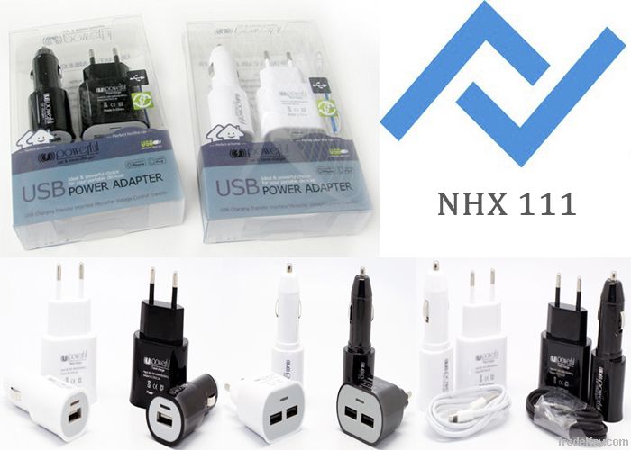 3-in-1 USB Power Adapter/USB Data Cable Charger/Car and Travel Charger