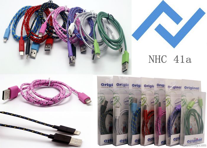 Nylon Braided Charger Cable/Wove/ Fabric Cable for iphone 4 / iphone 5