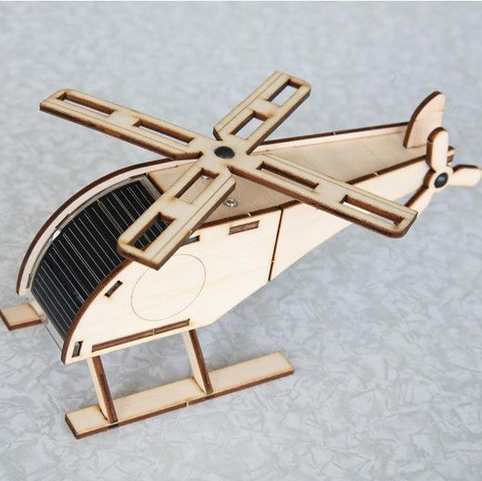 Solar DIY wood toy solar helicopter assembly model novel gift
