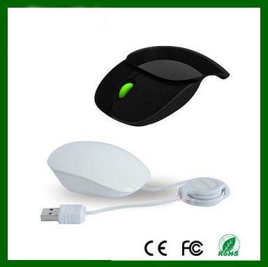 Ergonomic Design Portable Retractable USB Optical Scroll Mouse for Laptop PC