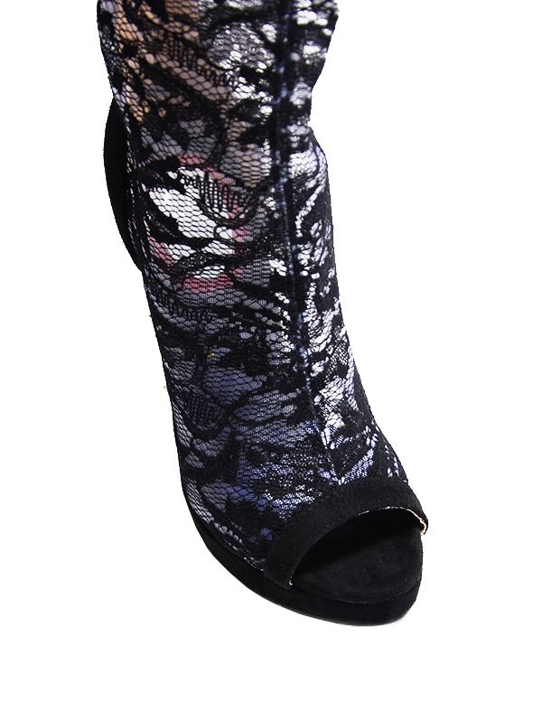 2013 New Sexy Fashion Nylon Mesh Cut-outs Lace Boots Sandals