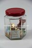 hexagonal clear candy srorage jar with metal top for wholesale