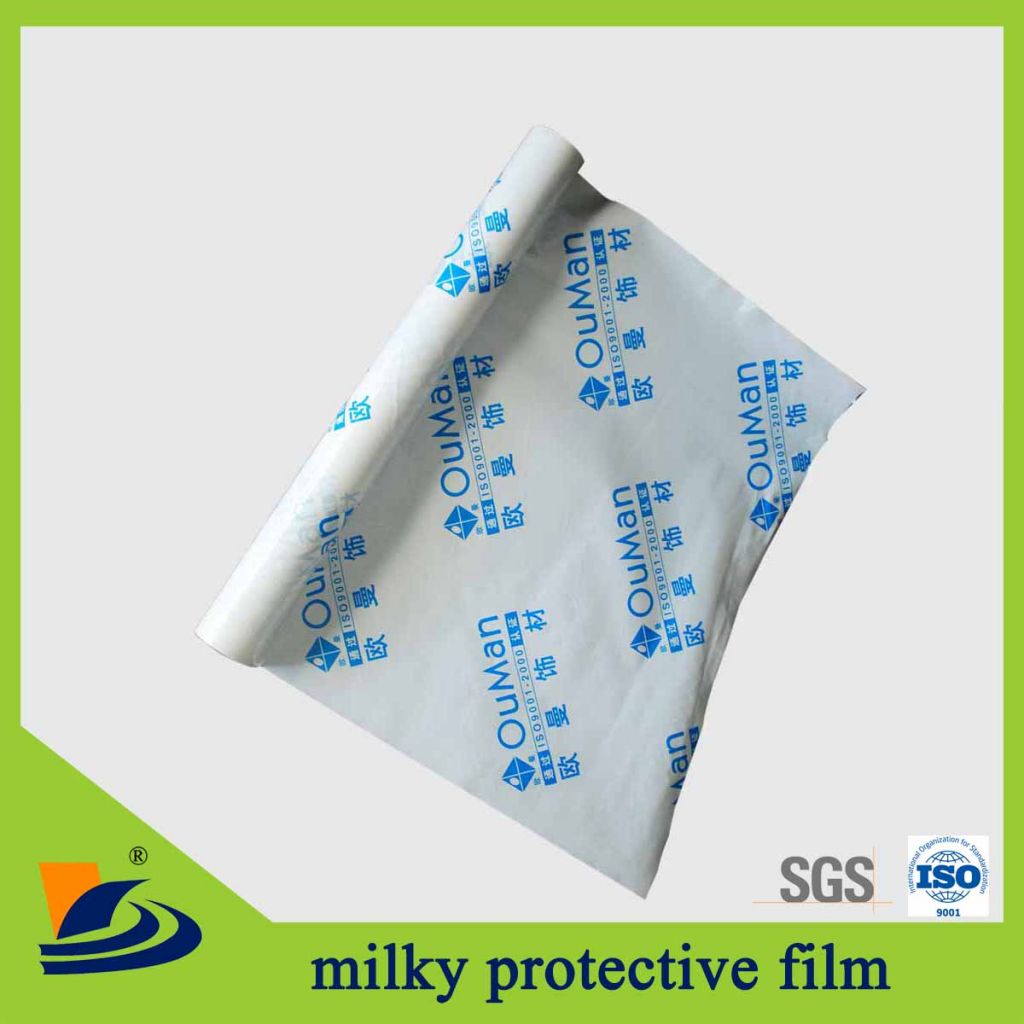 PE milky white film with logo from China manufacture