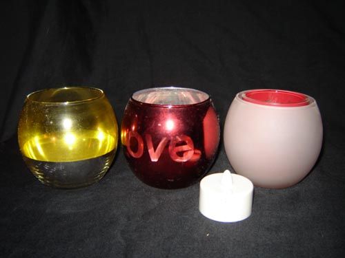 Egg glass candle cup with silver palting 