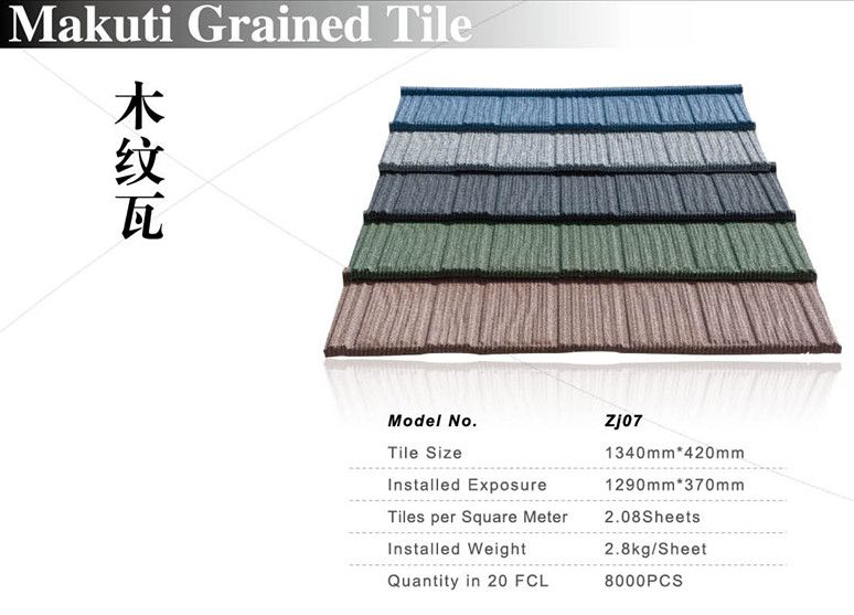 stone coated steel roofing tile-makuti grained tile 