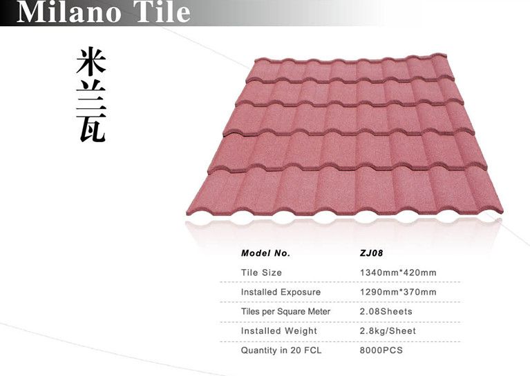  stone coated steel roofing tile-milano tile 