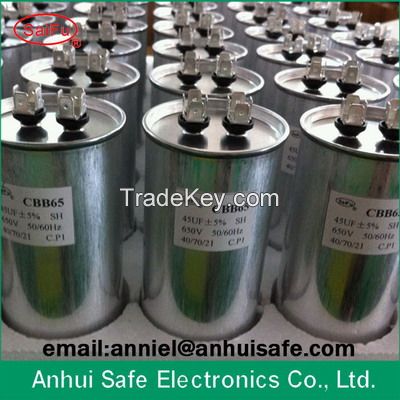 CBB65 ac motor run capacitor for air conditioner 55uf 450VAC low voltage high quality