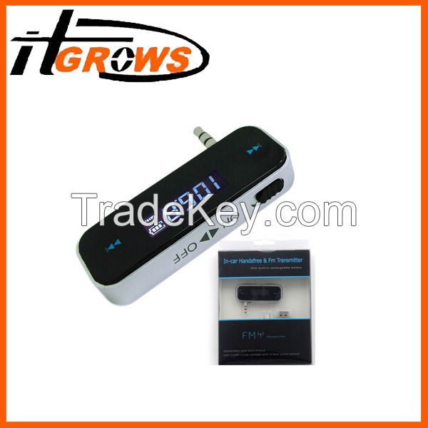 New Wireless 3.5mm In-car Fm Transmitter with USB cable