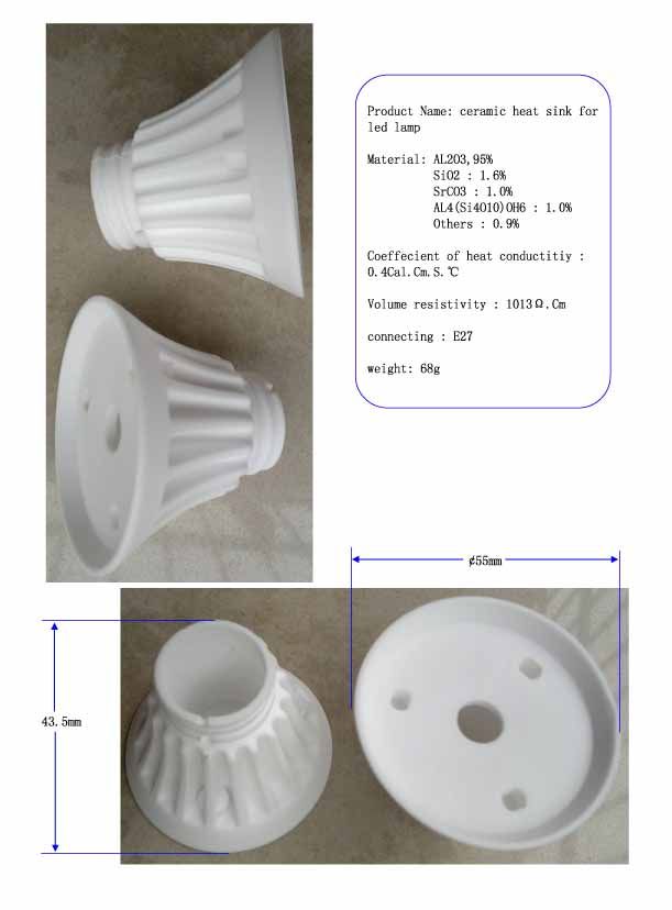 7w LED ceramic housing, ceramic heat sink for led lamp