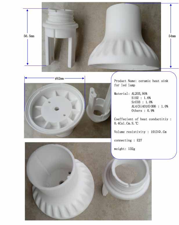 7w LED cermic housing,ceramic heat sink for led lamp