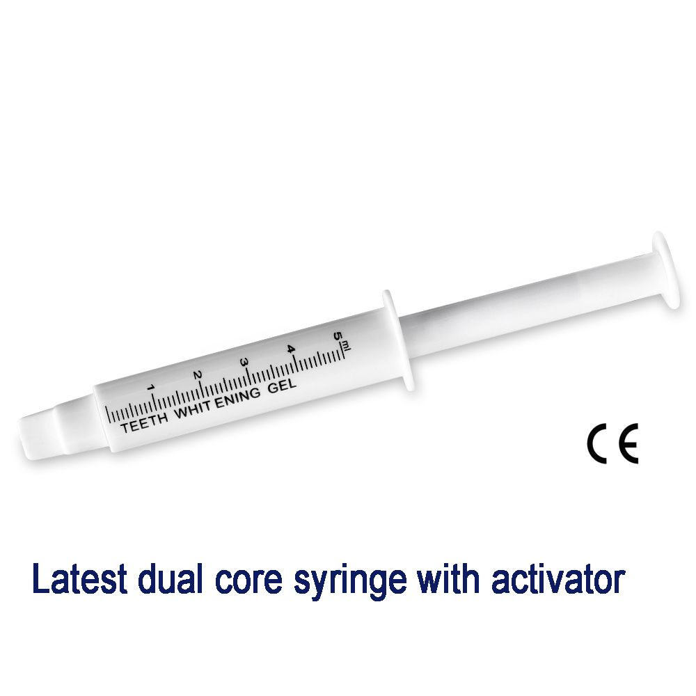 teeth whitening gel,dual core syringe gel with activator,non peroxide/HP gel,with CE,real manufacture 