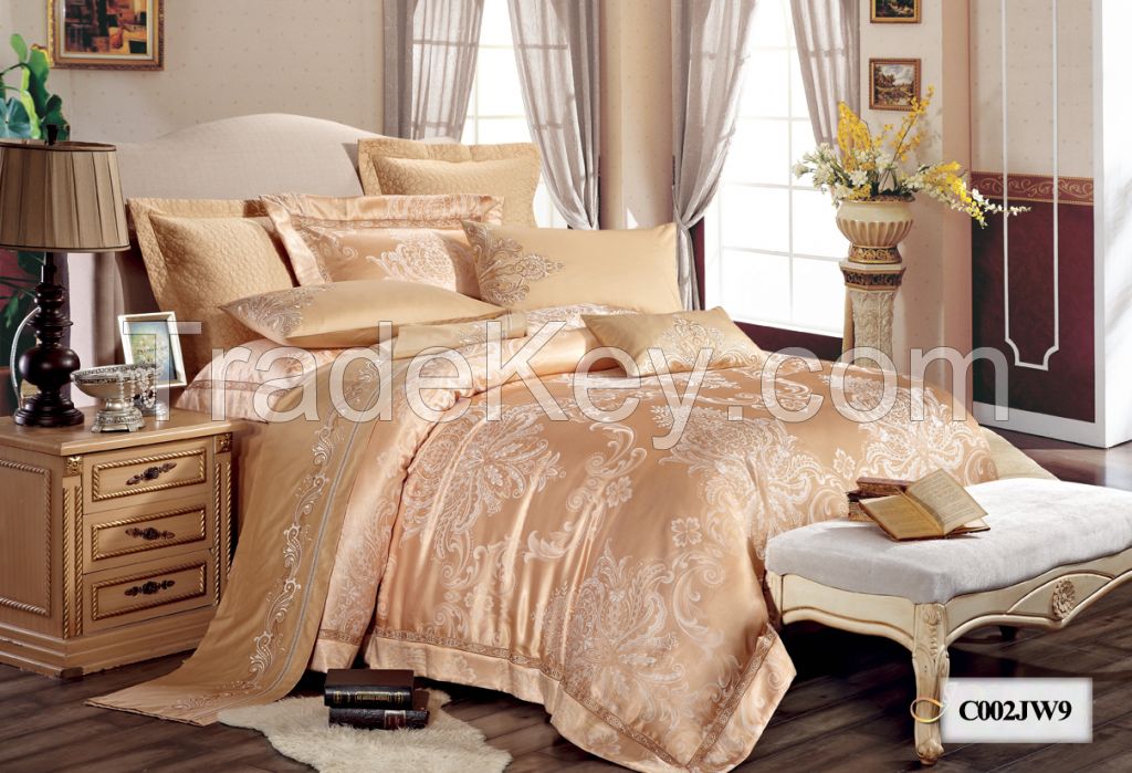Luxury Tencel and polyester jacquard and embroider fabric customized size luxury bedding sets